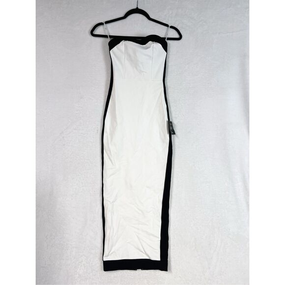 Lulus Impressive Edge White Color Block Strapless Midi Dress Size XS NWT - Picture 5 of 9